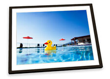 Rubber Duck Swimming Pool Blue FRAMED ART PRINT Picture Poster Artwork