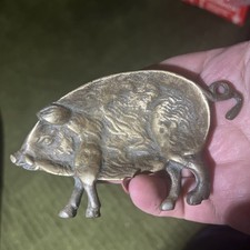Old Vintage Detailed Brass Pig