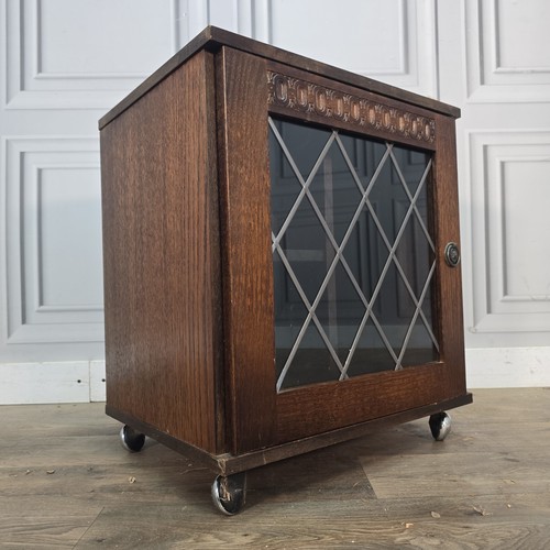 Vintage oak glass cabinet - oak,