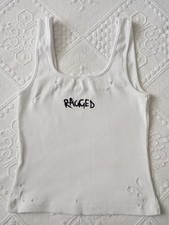 Urban Outfitters White Ribbed Summer Stretchy Vest Top Size 6