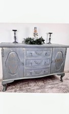 Beautiful Hand Painted Rustic Grey Vintage Sideboard/dresser Cabinet Lace Top
