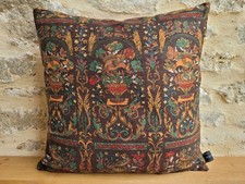 Liberty Vintage Rare Medieval Brown Linen & Gold Velvet Fabric Cushion Cover
