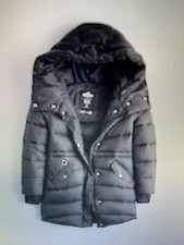 NWT HOLLISTER Hooded Puffer Parka Coat Black Cream XXS S