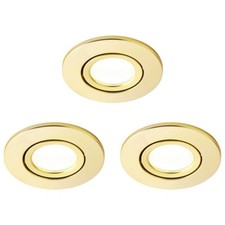 Litecraft Recessed Downlight Fire Tiltable Spotlight in Brass - 3 Pack Clearance