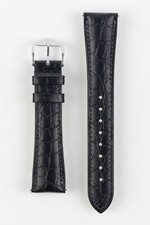 Hirsch ARISTOCRAT Crocodile Embossed Leather Watch Strap BLACK