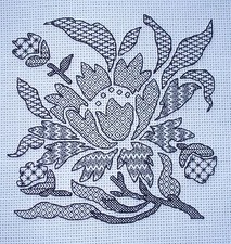 Kl129 blackwork stencil flower - stencil,