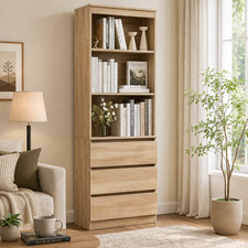 Tall Bookcase Oak 3 Shelves 3