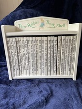Beatrix Potter Collection of 23 Peter Rabbit Books Displayed in Wood Book Shelf
