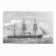 HMS VANGUARD Sunk off the Irish Coast - Antique Print 1875