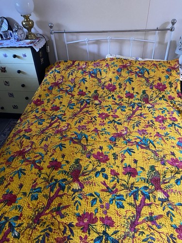 Handmade kantha quilt throw - throw,