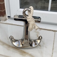 Decorative anchor with rope tied around the shank ornament home decor silver 