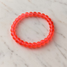 8mm Red Orange Frosted Glass Stretch Elastic Bracelet Festival Party Rave Women
