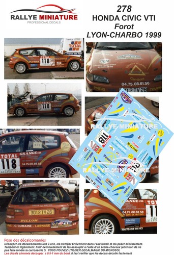 Decals ref 0278 honda - 1/43,