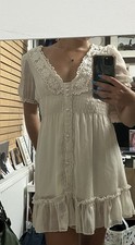 Vintage Tsega Summery Babydoll Cream Dress S/M