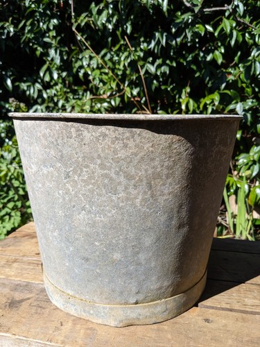 Vintage galvanised planter - galvanised,