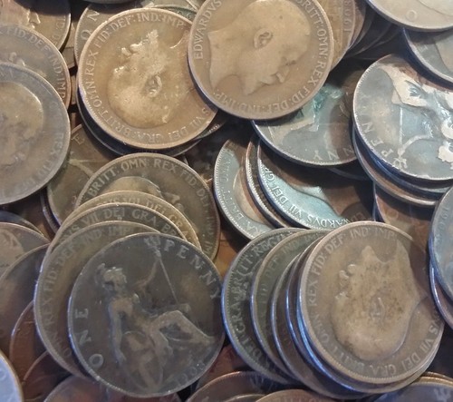 100 old penny coins from - penny,