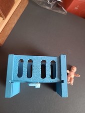 VINTAGE DOLLS  WOODEN COT Drop Side With Baby
