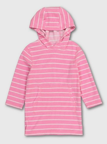 Girls kids pink stripy hooded - stripy,