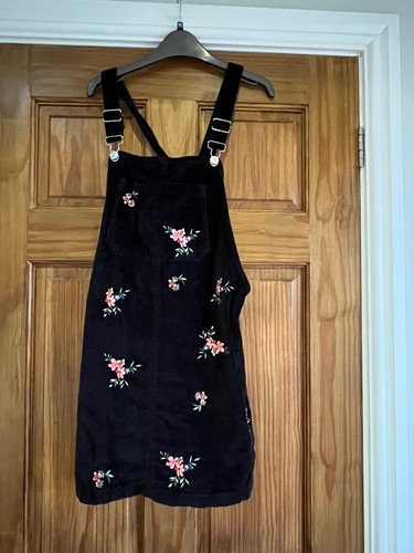 Topshop black velvet pinafore