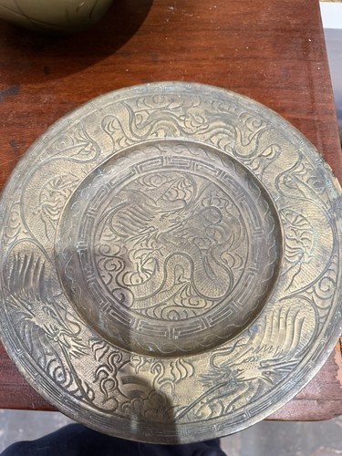 Antique chinese brass charger - chinese,