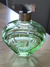 Lovely Art Deco Green Flower Patterned Perfume Bottle Nice Item