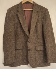 Men’s Vintage Wool Silk Mix Herringbone Tweed Jacket Size 40” XL Baycrest