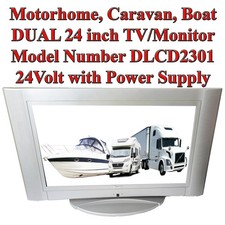 DUAL 24" TV/Monitor DLCD2301 + 24V DC Power Supply + Remote, Motorhome, Caravan