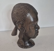 Tribal African Hardwood Ebony Female Bust Head Carving
