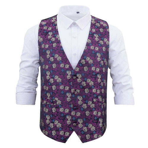 Purple yellow mens waistcoat - purple,