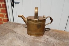 Antique Solid Brass Watering Can Hot Water Jug Reeded design VGC