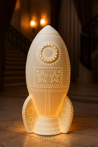 Ceramic rocket night light - ceramic,