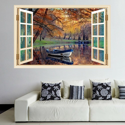 Autumn forest lake boat - autumn, nature