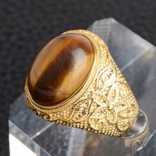 18K GOLD EP TIGER EYE OVAL CUT