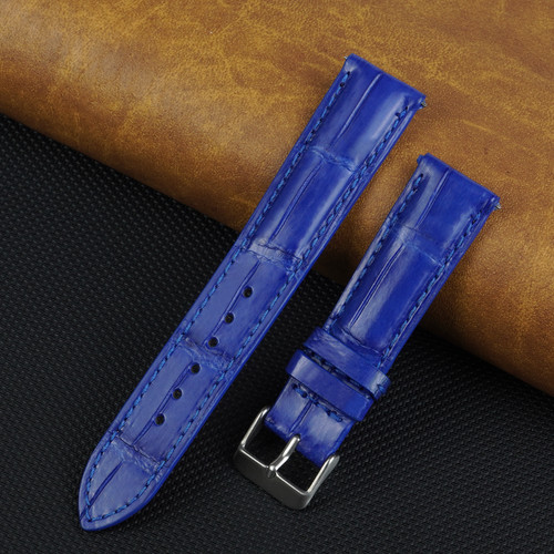 Royal blue leather watch strap - leather,