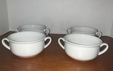 4 Williams Sonoma Everyday White Porcelain Double Handled Soup Bowls NEW RARE