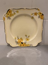 Crown Ducal Art Deco 2649 SUNBURST Yellow 21.5CM Square Plate
