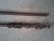 John Lewis 25mm Brass toned curtain pole  with finials & fittings: 2.75m long