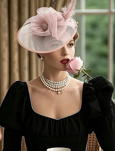 Dusty pink fancy fascinator - pink,