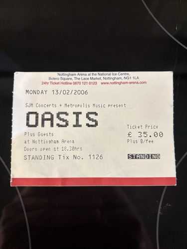Oasis ticket stub nottingham - oasis,