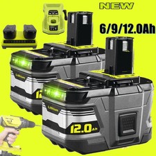 8-12AH 18V Battery For Ryobi One+ Plus P108 Li-ion RB18L50 RB18L40 /P117 Charger