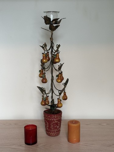 Vintage metal tole style - vintage, pear