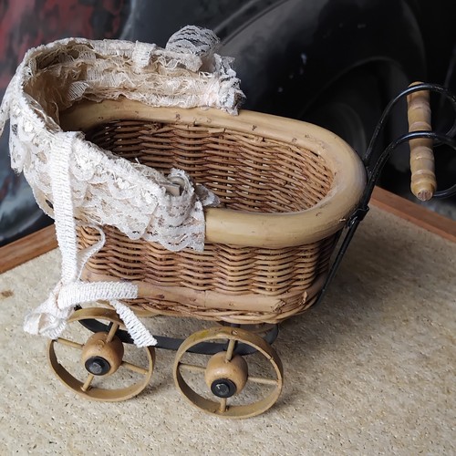 Vintage miniature wicker doll - vintage,