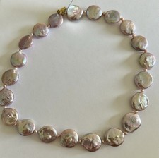 Natural Lavender Baroque Keshi Pearl Necklace 18.5 Inches Long