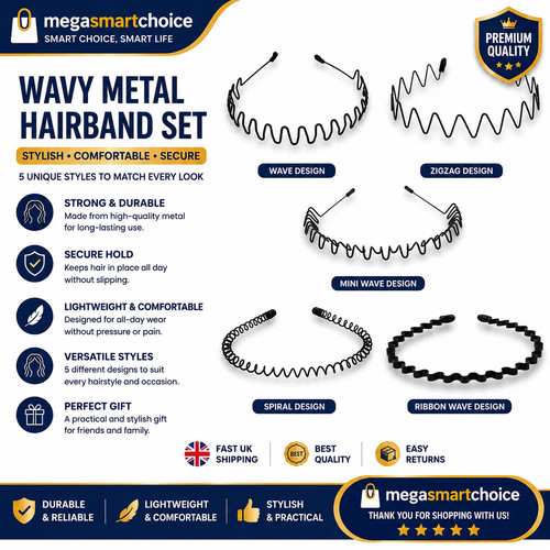 Black metal sports hairband - black,