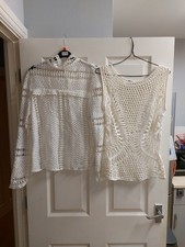 2  Crocheted Tops ,white Long