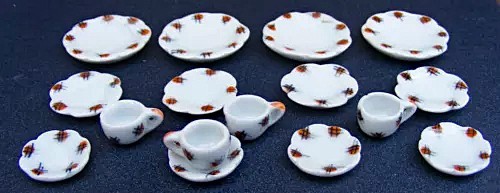 Dolls house tea set coloured - house,