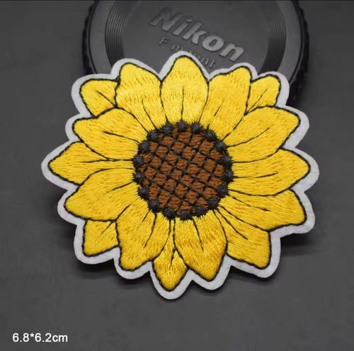 Sunflower embroidered iron - embroidered, on