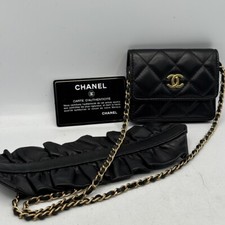 Auth CHANEL Matelasse 'Unused’ Coco Shoulder Bag Leather Black w/ Card & Seal FS