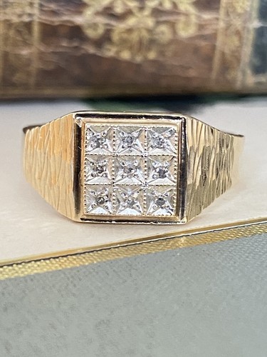 Gents 9ct gold diamond - gold, grid