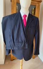 AQUASCUTUM CHARCOAL CHALK STRIPE PINSTRIPE CITY SUIT 44 R REG TROUSERS 36 R